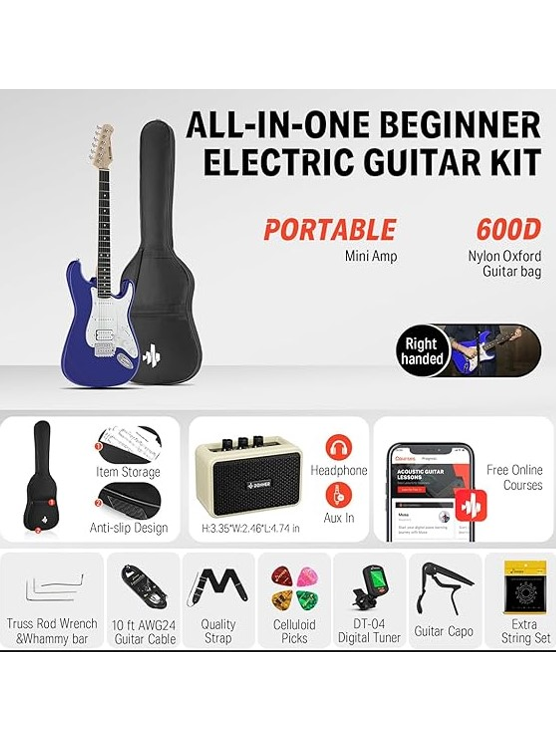 DST-100L Pack De Guitarra Eléctrica Azul Donner  3