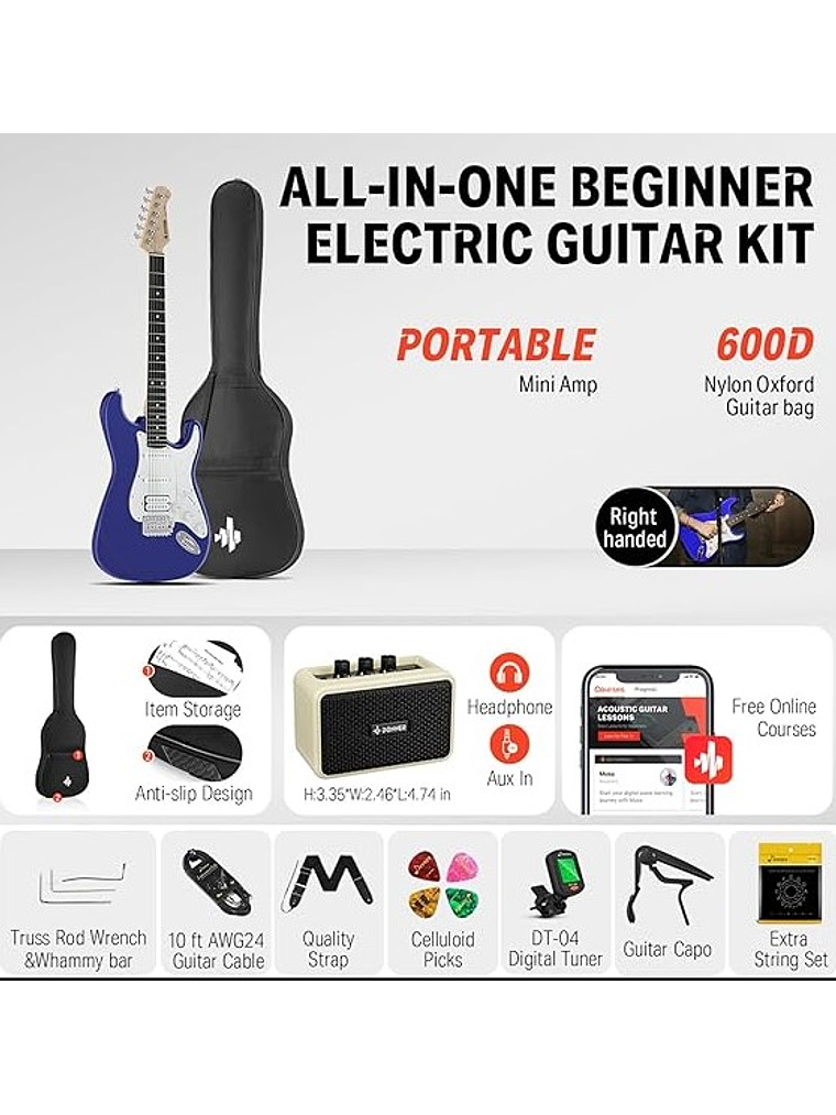 DST-100L Pack De Guitarra Eléctrica Azul Donner  3