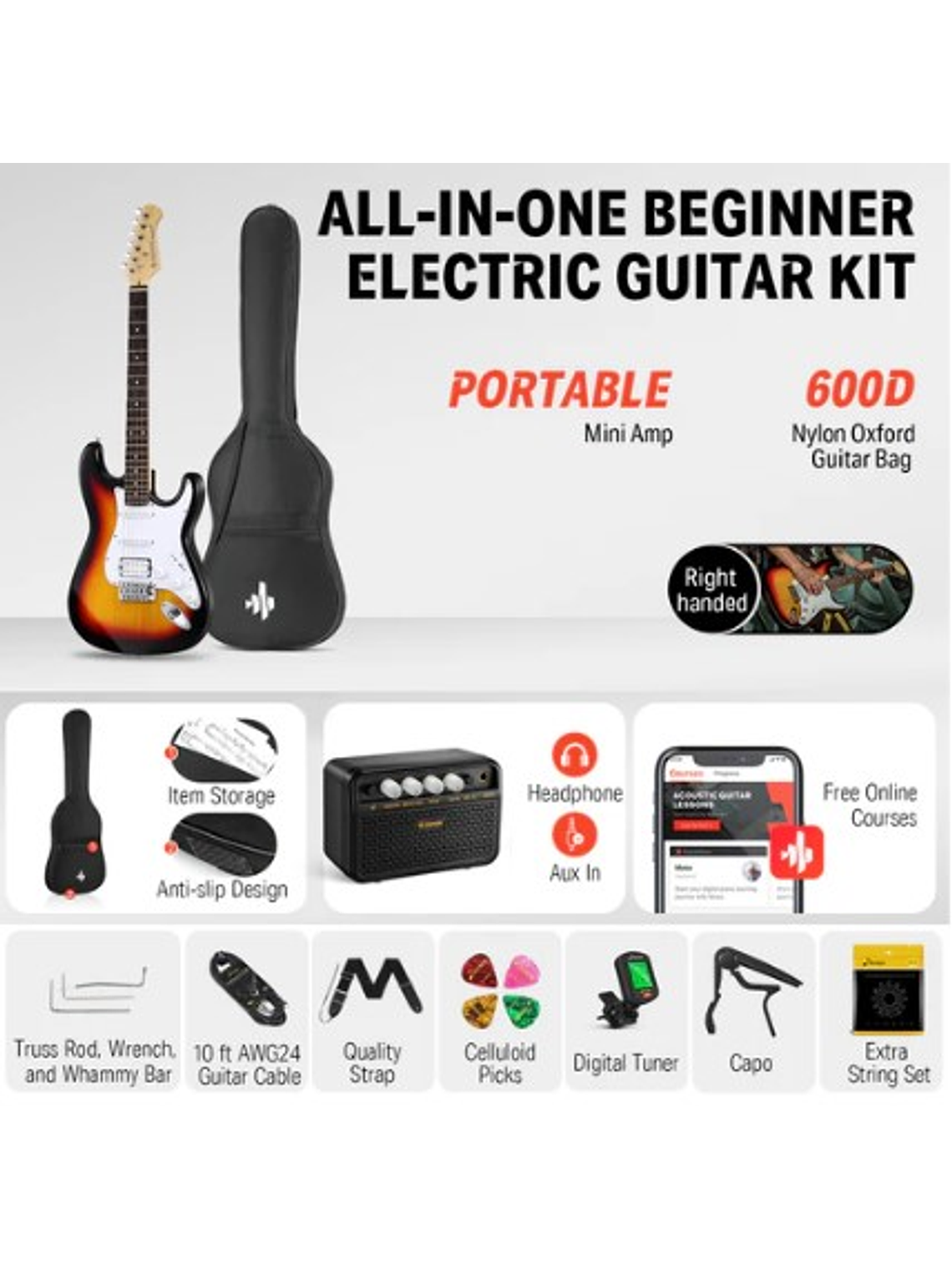 DST-100S Pack De Guitarra Eléctrica Sunburst Donner  5