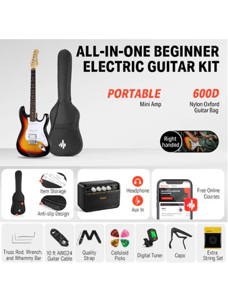 DST-100S Pack De Guitarra Eléctrica Sunburst Donner  5