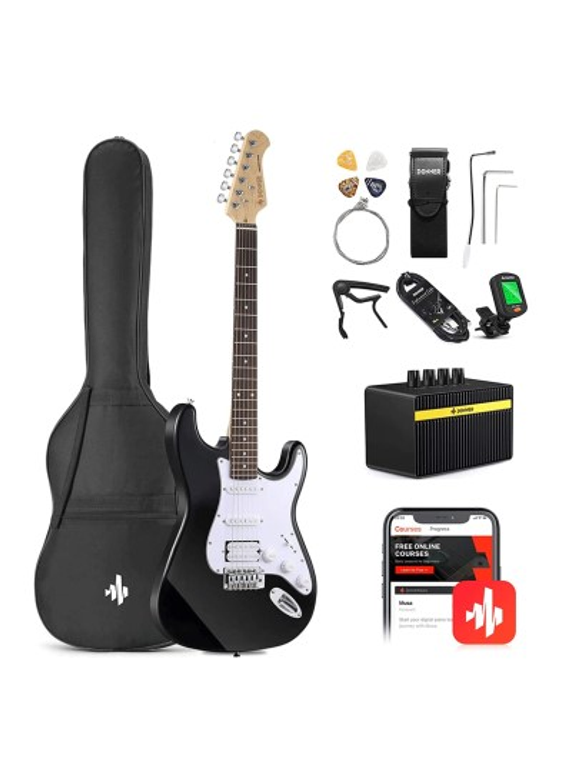 DST-100B Pack De Guitarra Eléctrica Negro Donner  1