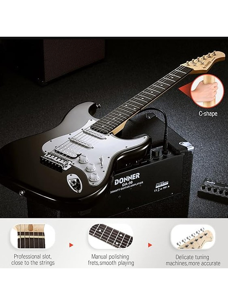 DST-100B Pack De Guitarra Eléctrica Negro Donner  2