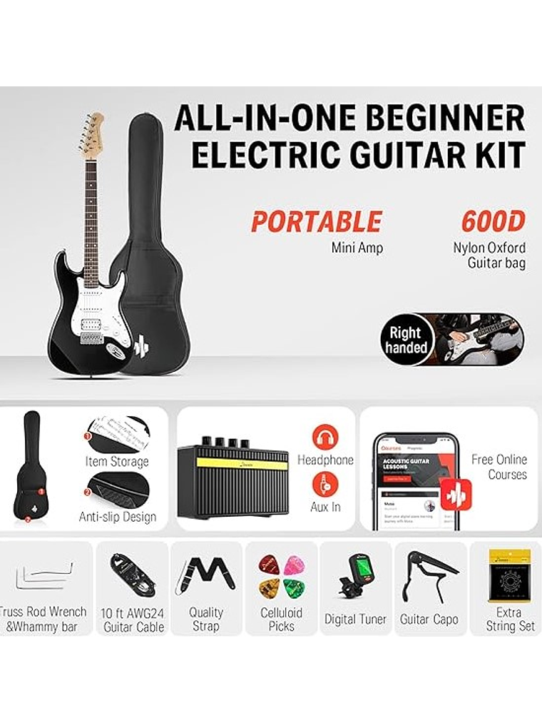 DST-100B Pack De Guitarra Eléctrica Negro Donner  3