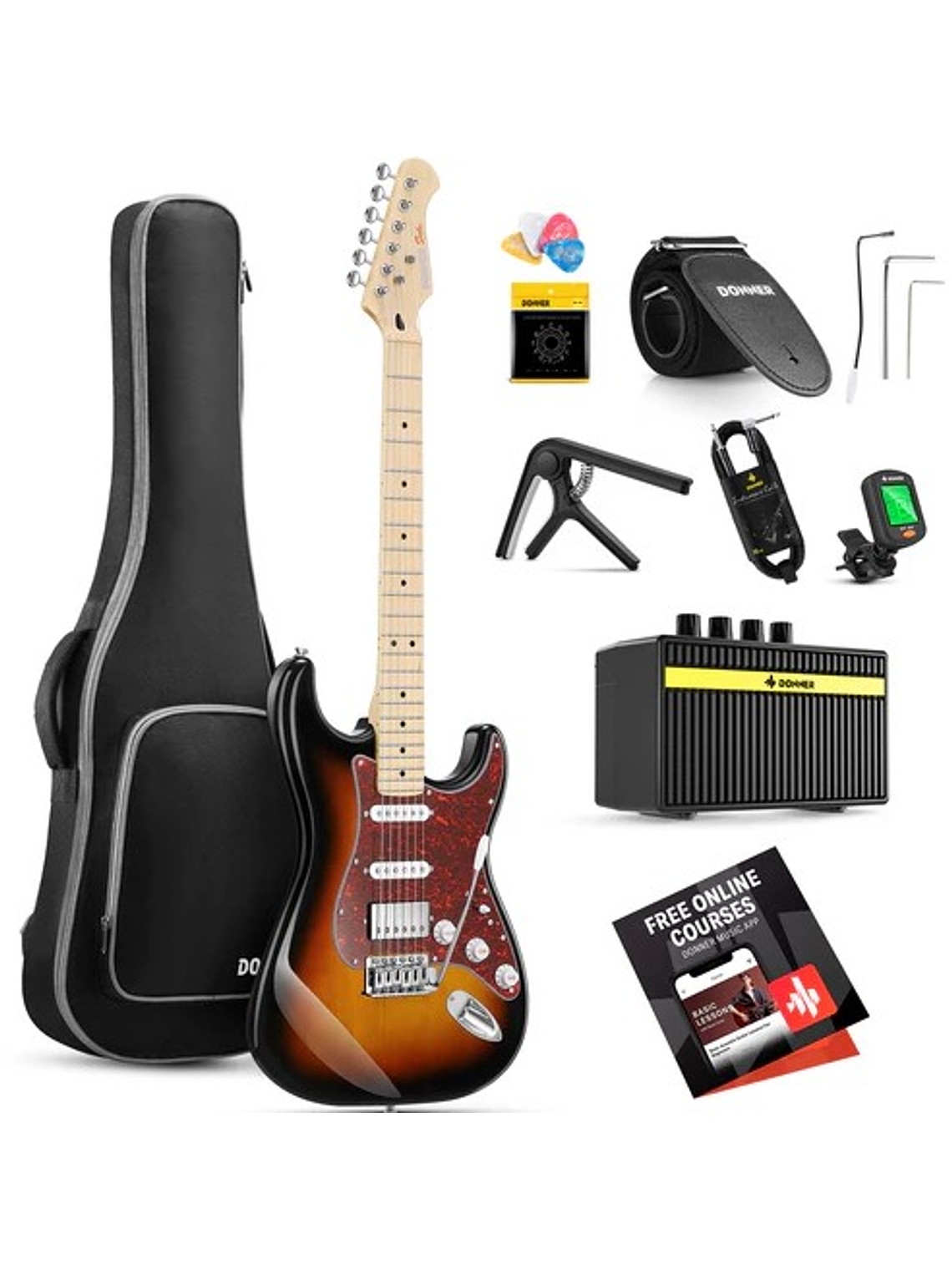 DST-152S Pack De Guitarra Eléctrica Sunburst Donner  1