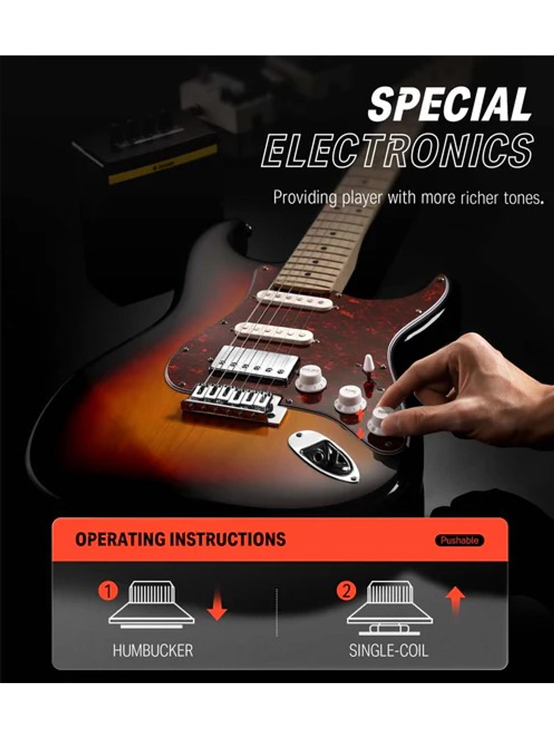 DST-152S Pack De Guitarra Eléctrica Sunburst Donner  6