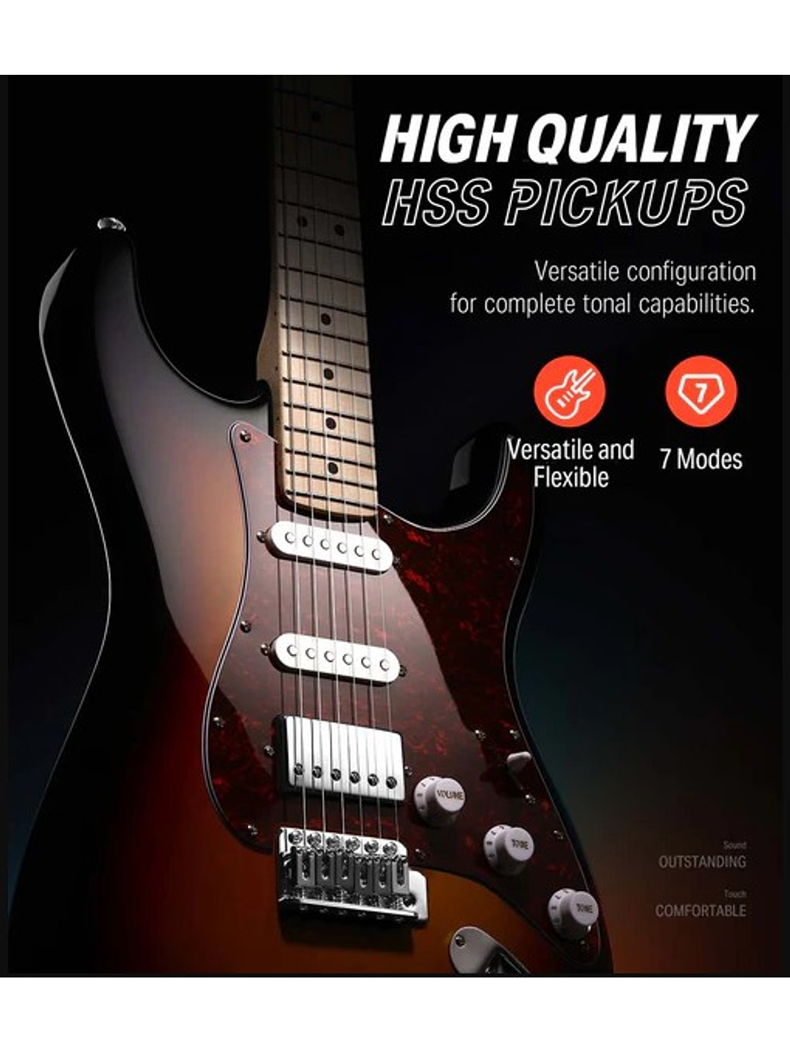 DST-152S Pack De Guitarra Eléctrica Sunburst Donner  7