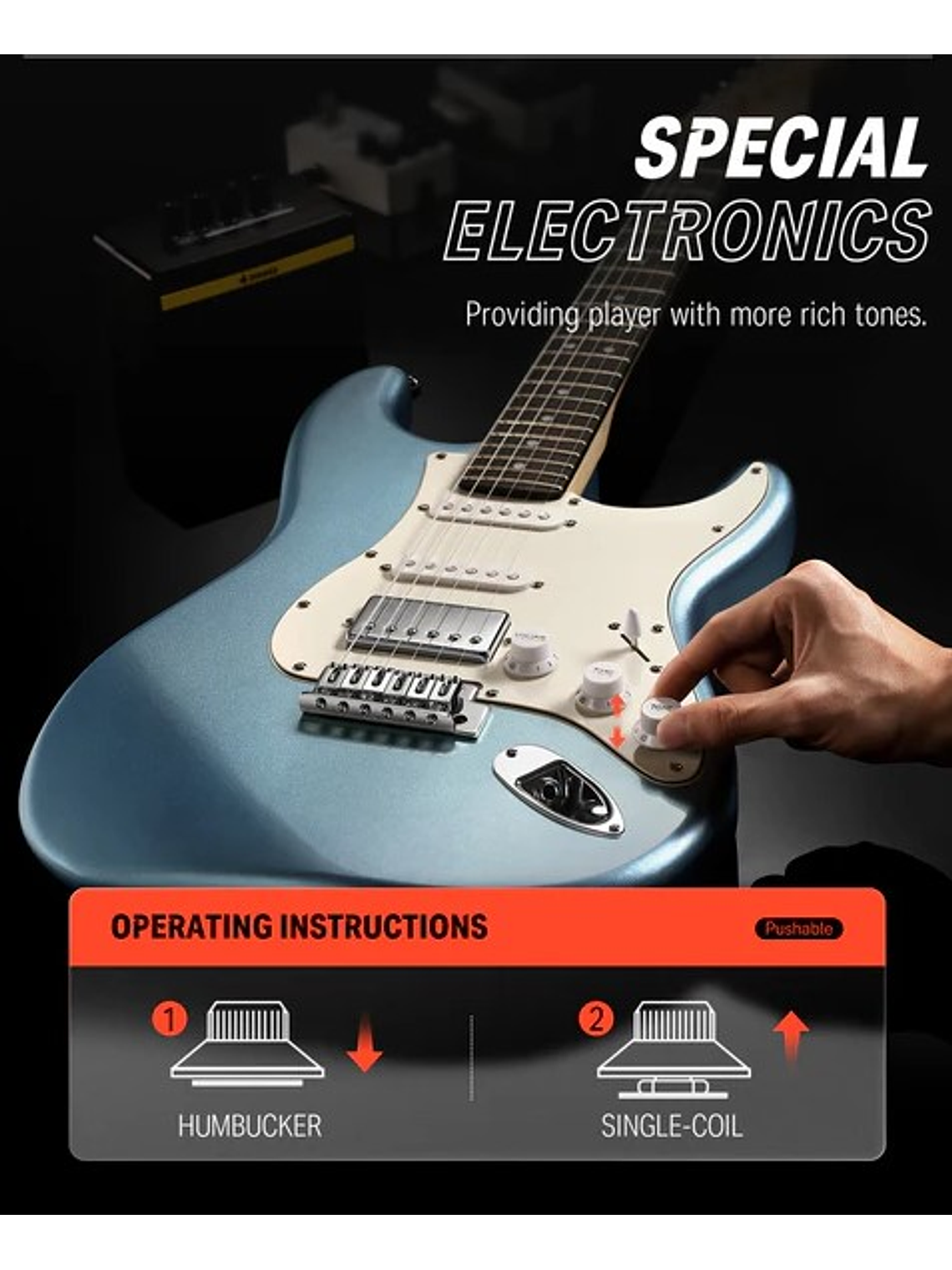 DST-152R Pack De Guitarra Eléctrica Azul Donner  5