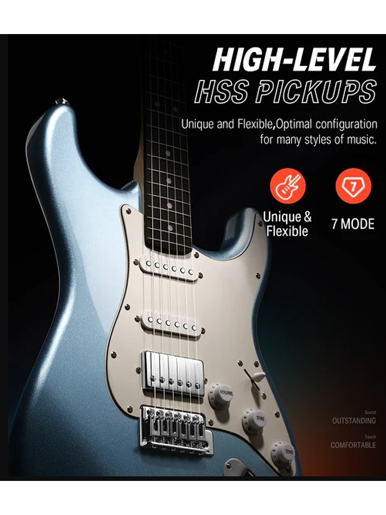 DST-152R Pack De Guitarra Eléctrica Azul Donner  7