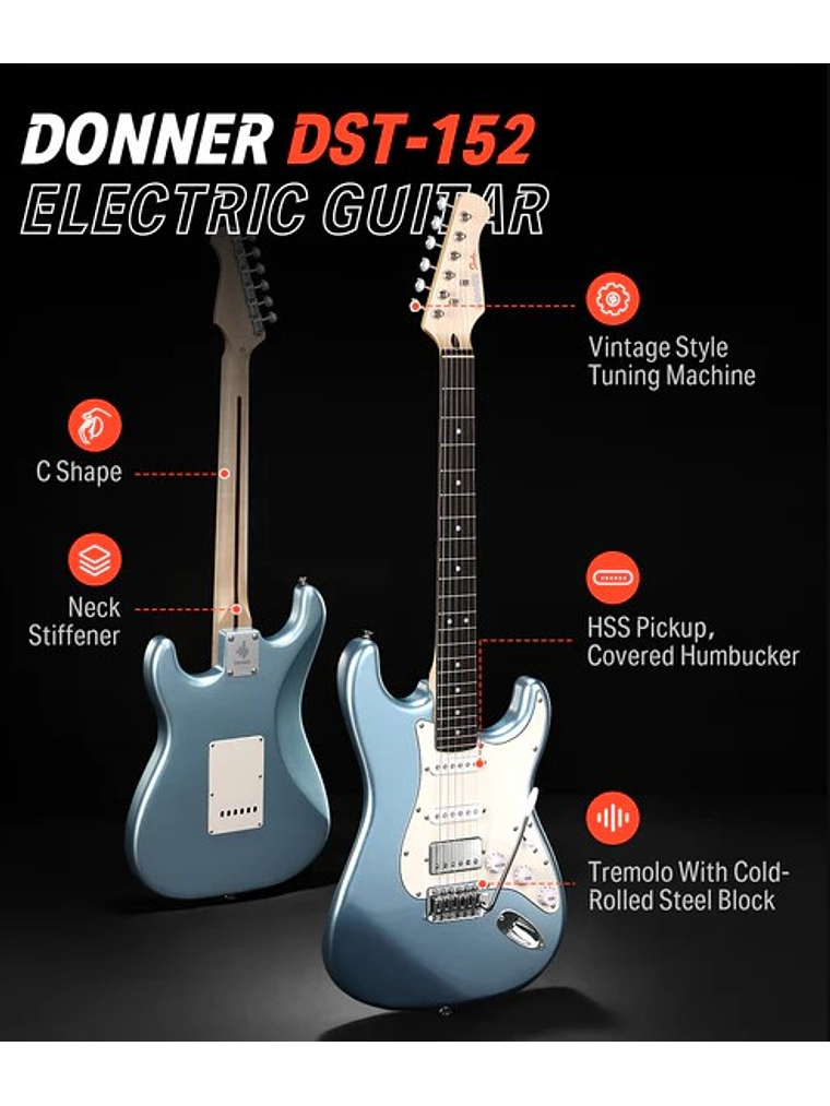 DST-152R Pack De Guitarra Eléctrica Azul Donner  9