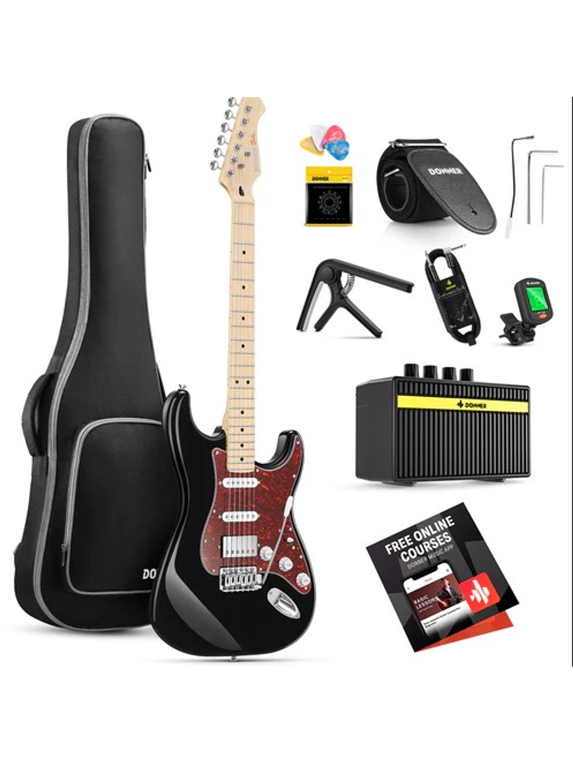DST-152B Pack De Guitarra Eléctrica Negro Donner  1