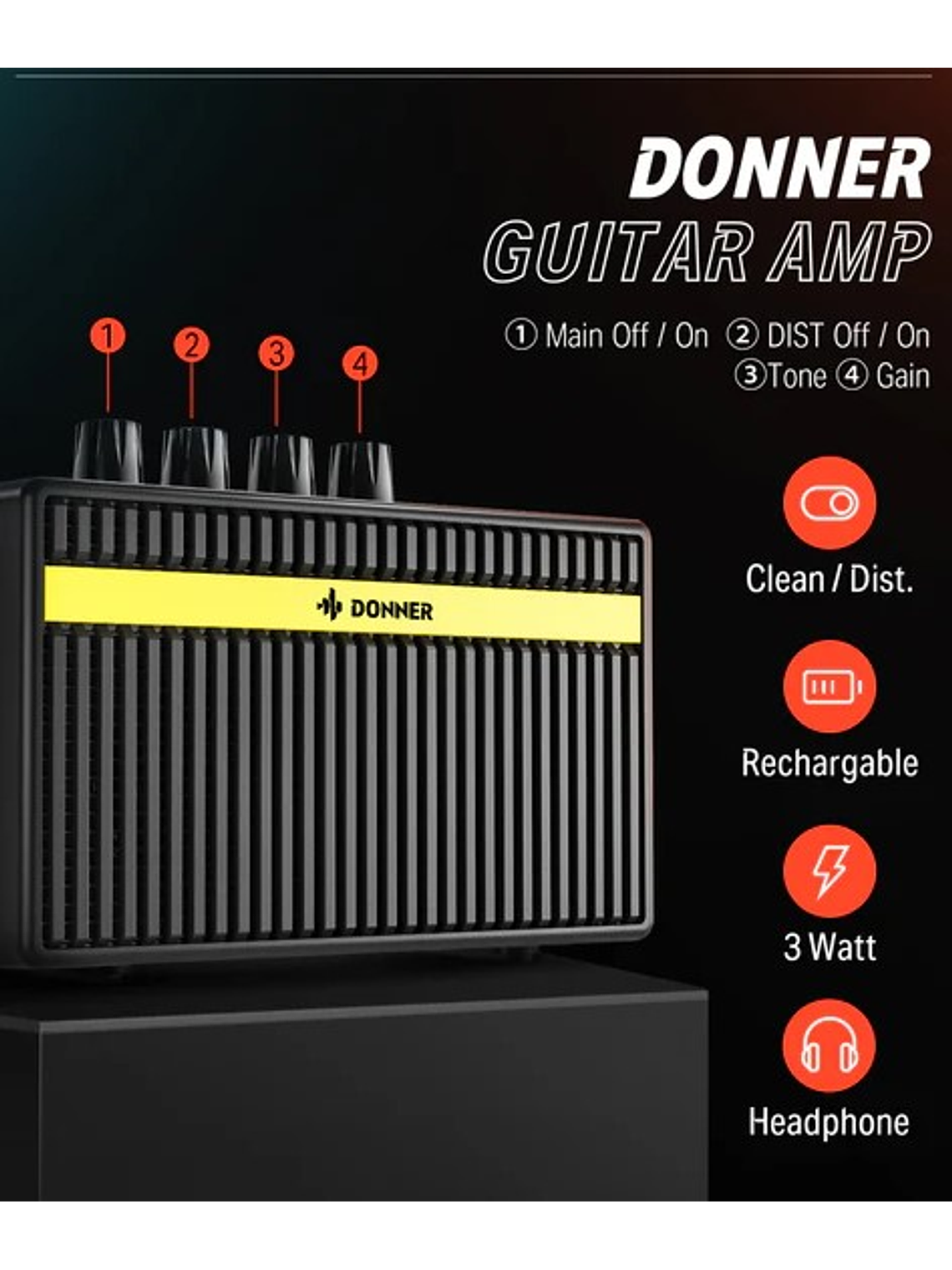 DST-152B Pack De Guitarra Eléctrica Negro Donner  3