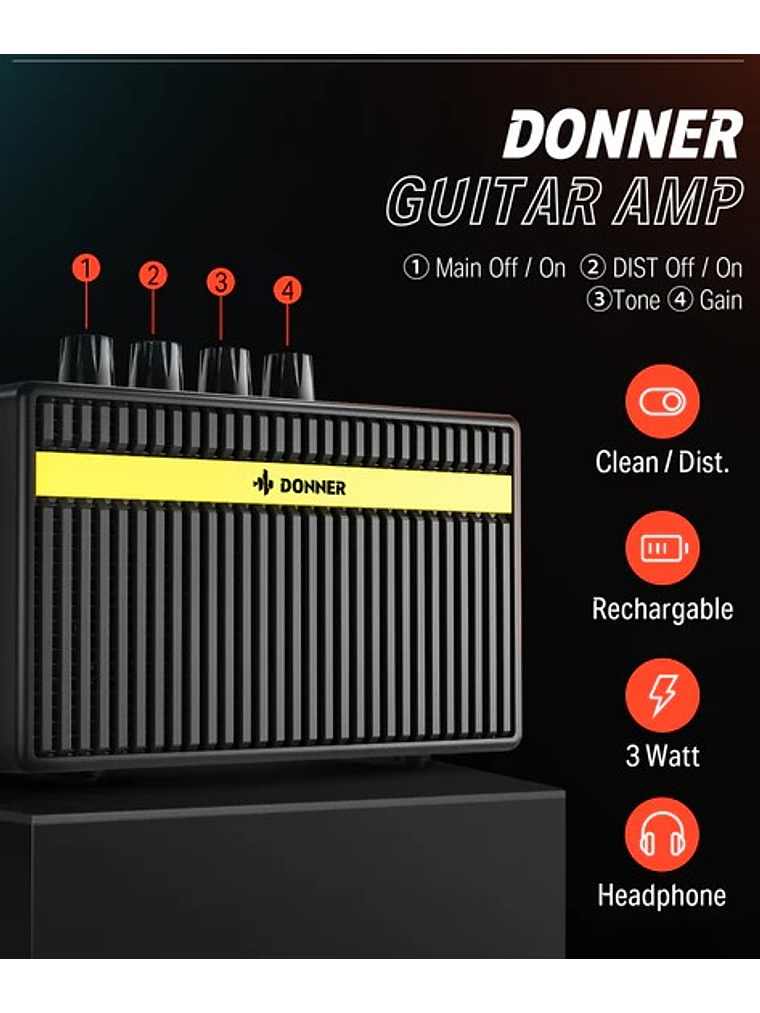 DST-152B Pack De Guitarra Eléctrica Negro Donner  3