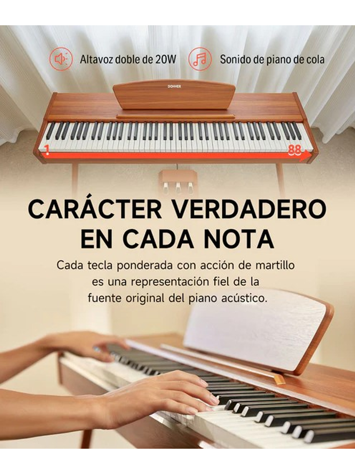 DDP80 Piano Digital 88 Teclas Donner  3