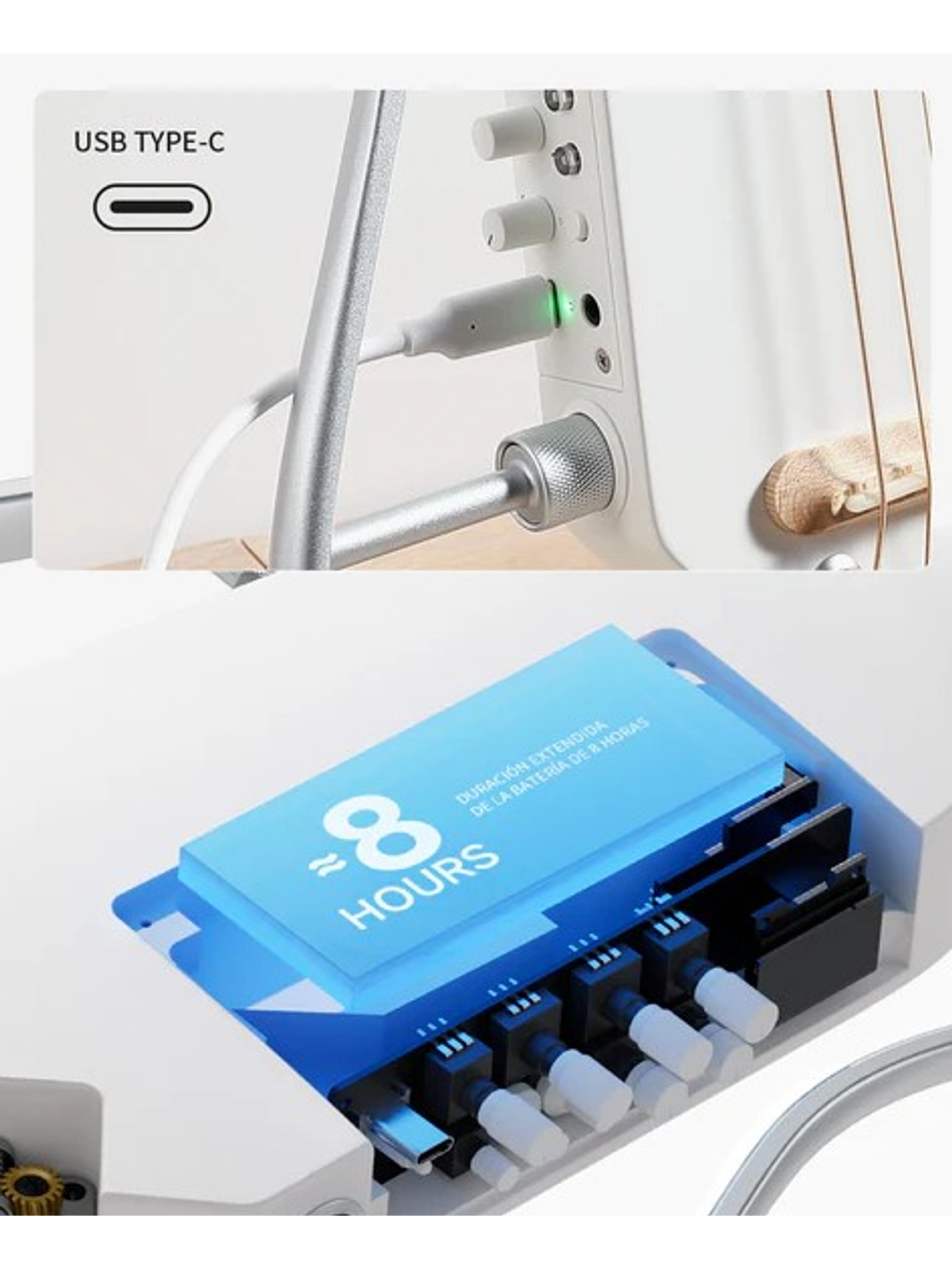 HUSH-I Pro Guitarra Electroacústica, Color Blanco, Donner 4