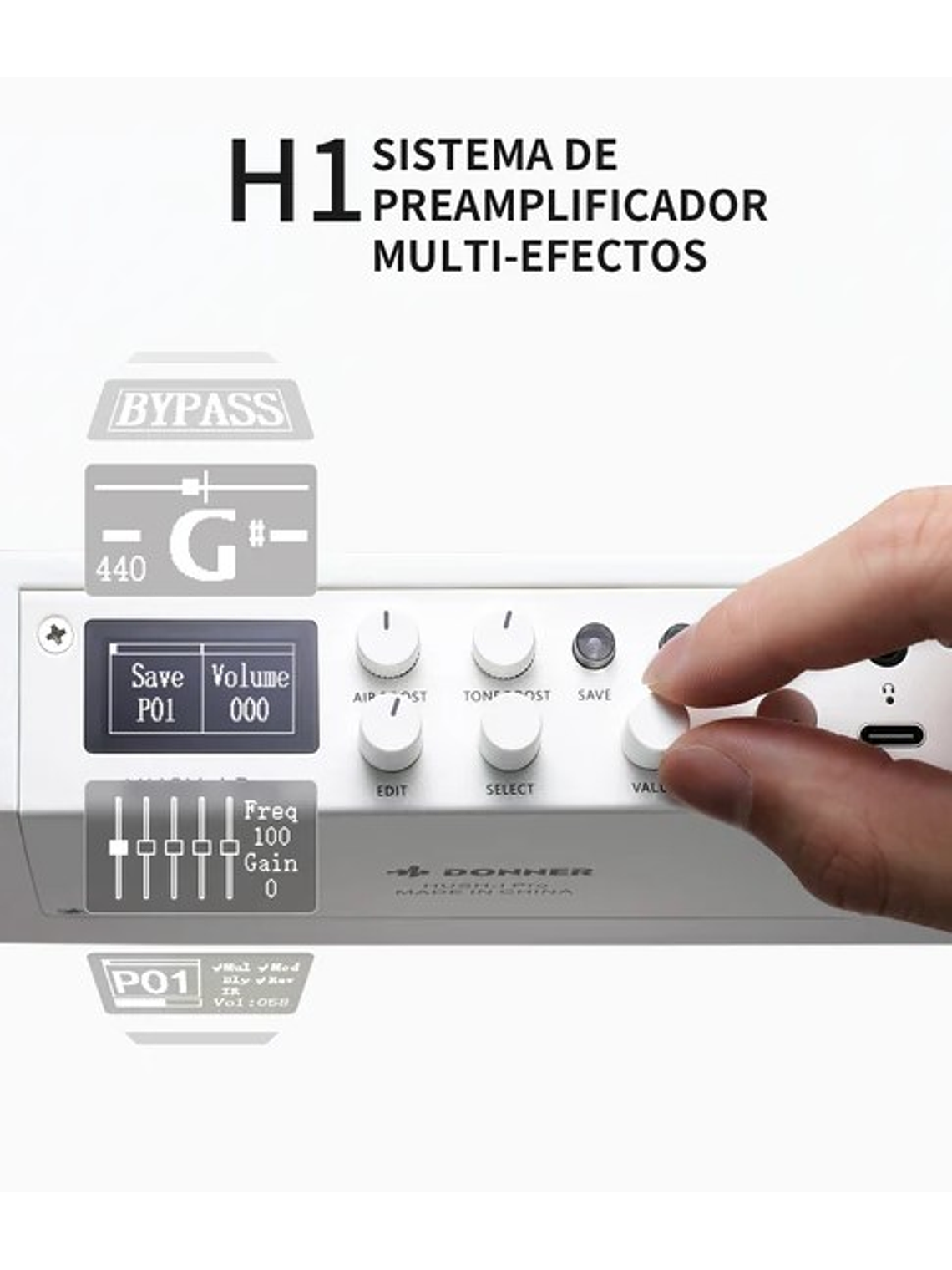 HUSH-I Pro Guitarra Electroacústica, Color Blanco, Donner 5