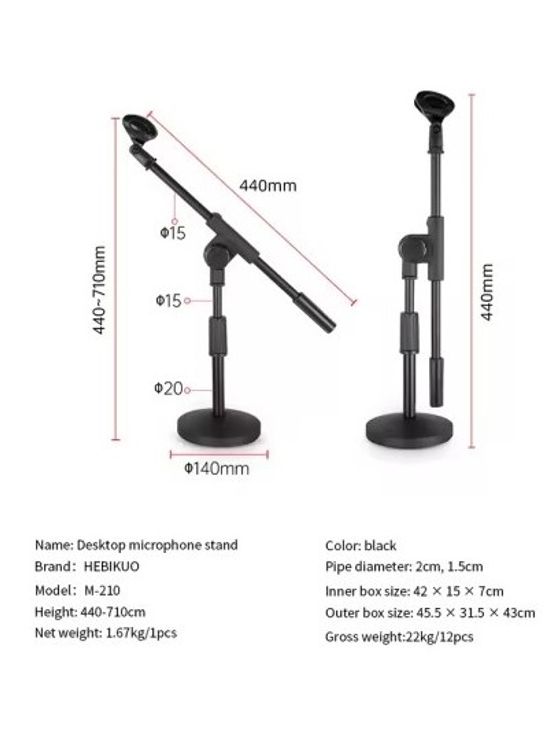 M210 Atril de Micrófono HEBIKUO 4