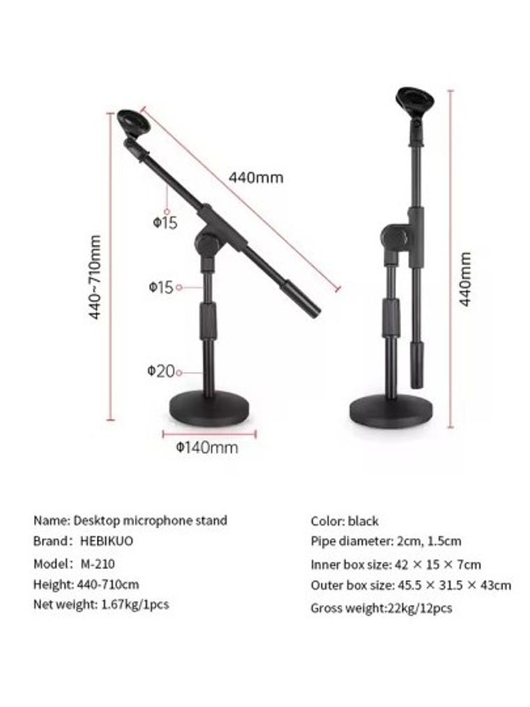 M210 Atril de Micrófono HEBIKUO 4