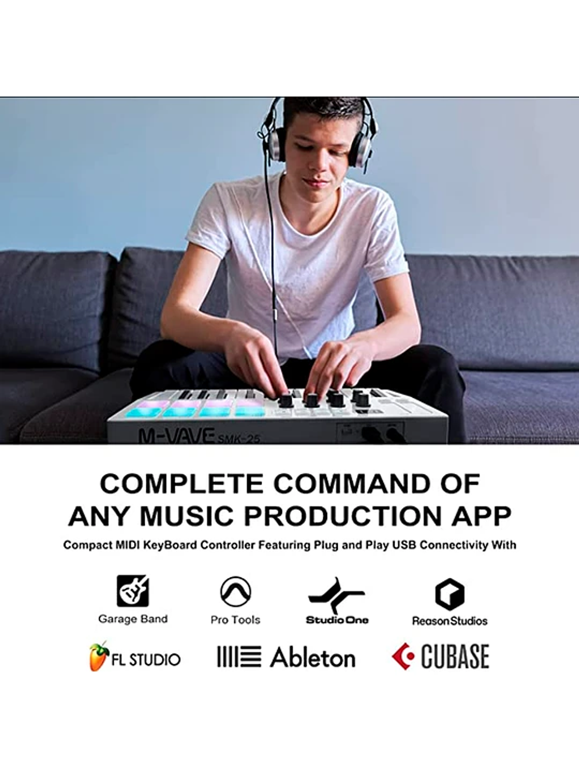 M-Vave SMK25 - Controlador MIDI Bluetooth Blanco 4