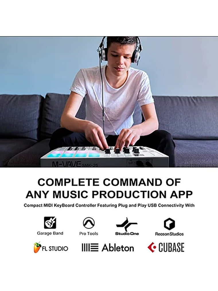 M-Vave SMK25 - Controlador MIDI Bluetooth Blanco 4