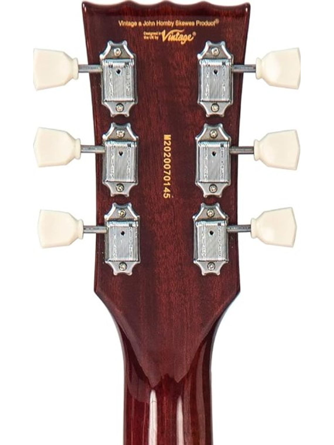 V100AMB Guitarra Eléctrica Vintage Reeditada Con Bigsby Ámbar Flameado Vintage 4