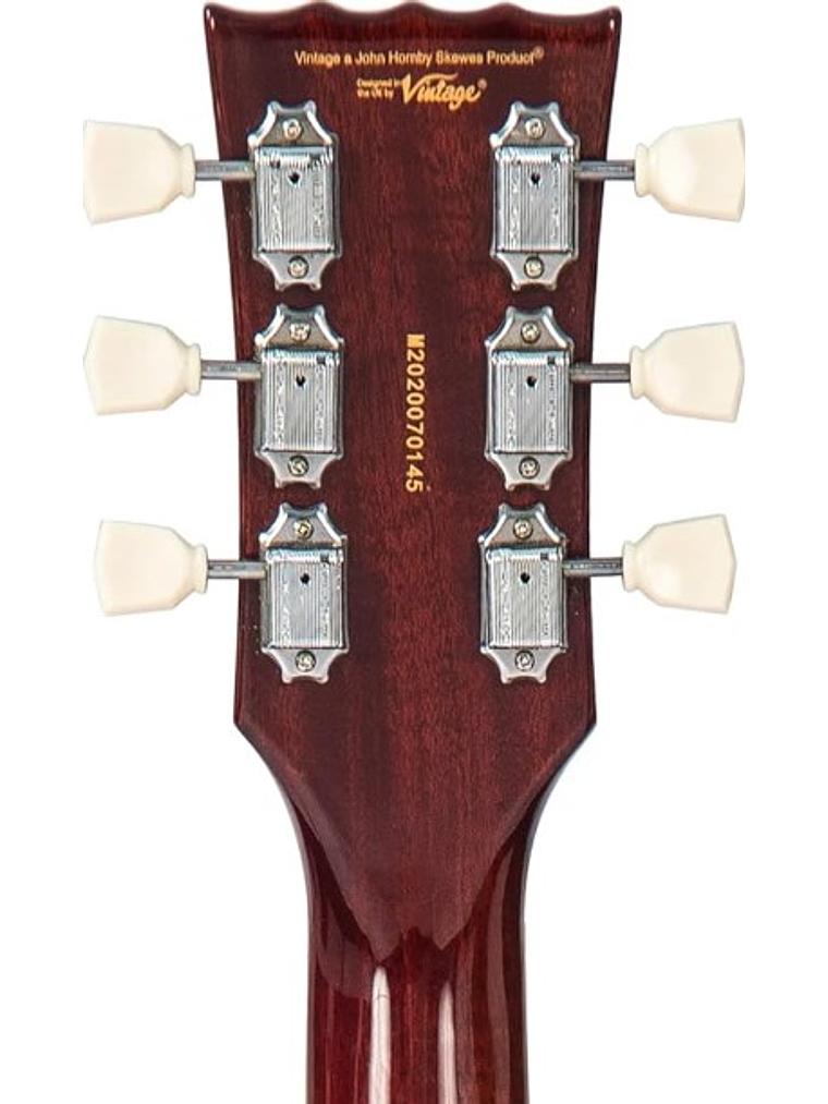 V100AMB Guitarra Eléctrica Vintage Reeditada Con Bigsby Ámbar Flameado Vintage 4