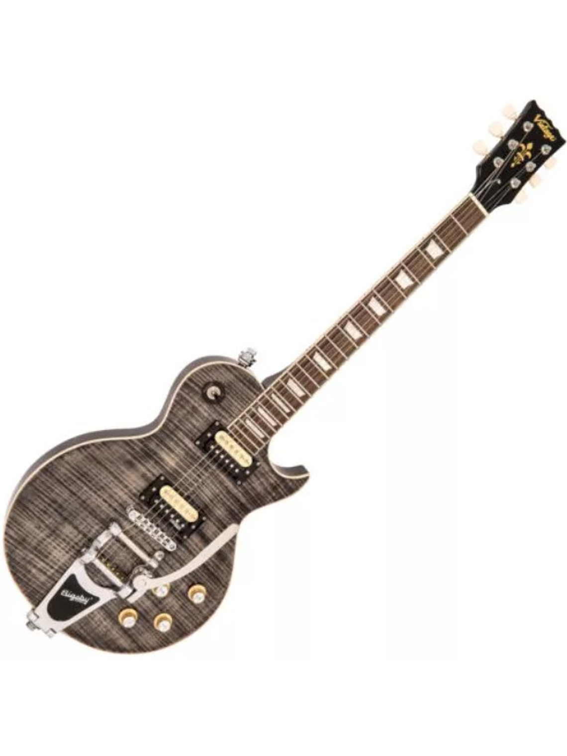 V100BLB Guitarra Eléctrica Vintage  Reeditada Con Bigsby Color Negro Vintage 1