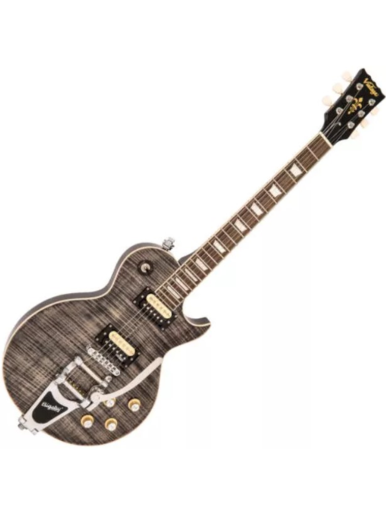 V100BLB Guitarra Eléctrica Vintage  Reeditada Con Bigsby Color Negro Vintage 1