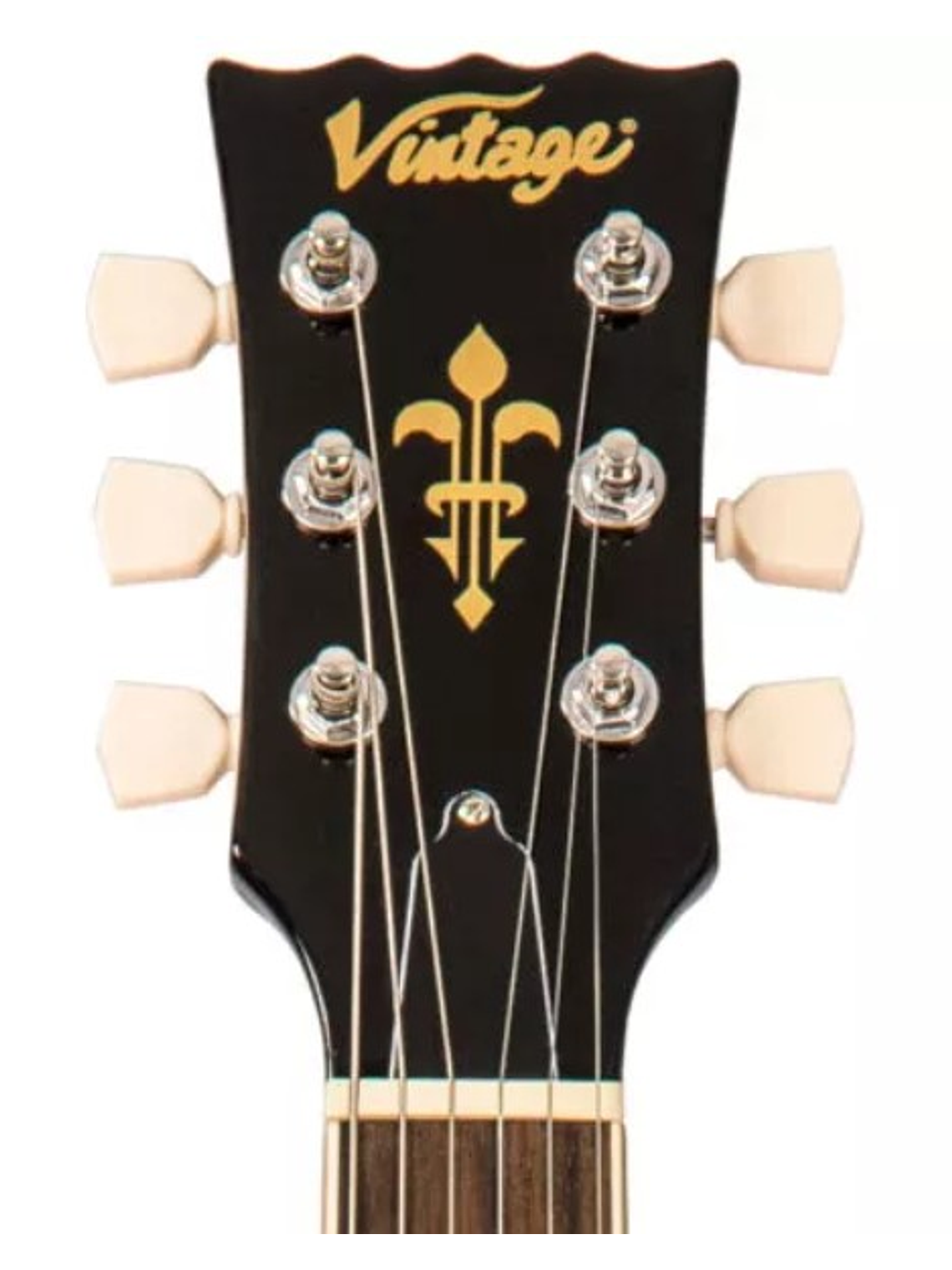 V100BLB Guitarra Eléctrica Vintage  Reeditada Con Bigsby Color Negro Vintage 3