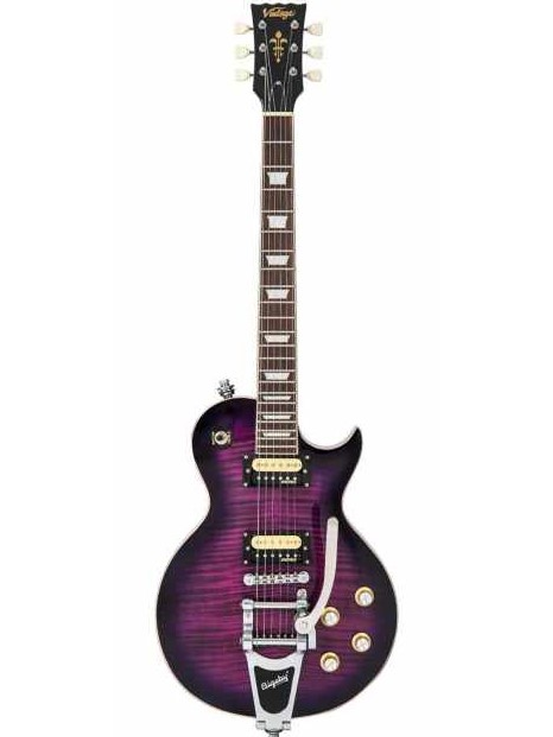  V100PLB Guitarra Eléctrica Reeditada Con Bigsby ~ Flamed Purpleburst   Vintage 1