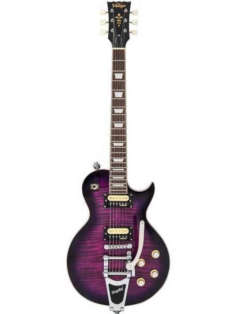  V100PLB Guitarra Eléctrica Reeditada Con Bigsby ~ Flamed Purpleburst   Vintage 1
