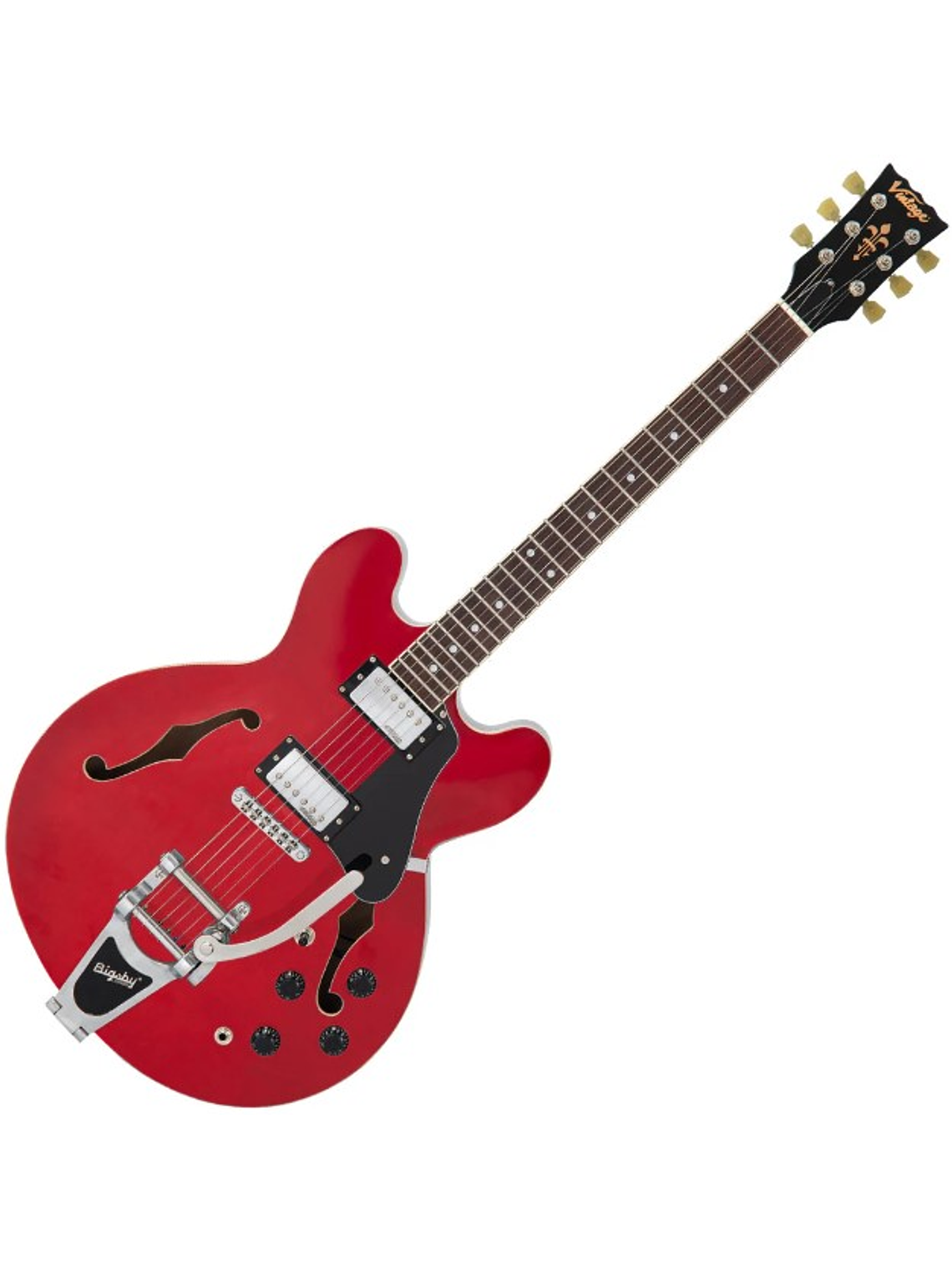 VSA500B Guitarra Semiacústica Reeditada VSA500B Con Bigsby En Color Rojo Cereza Vintage 1