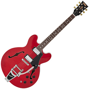 VSA500B Guitarra Semiacústica Reeditada VSA500B Con Bigsby En Color Rojo Cereza Vintage