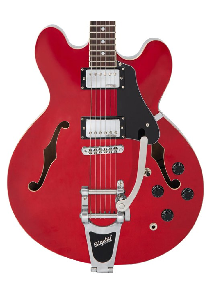 VSA500B Guitarra Semiacústica Reeditada VSA500B Con Bigsby En Color Rojo Cereza Vintage 2