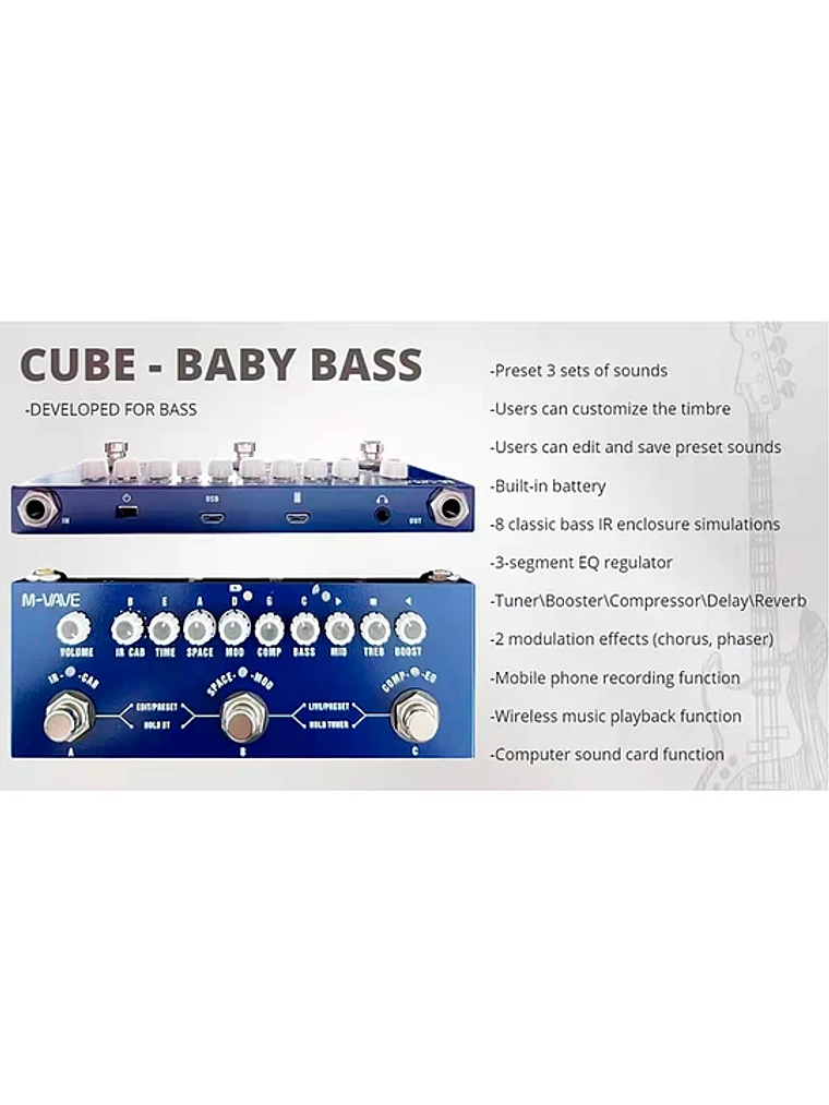 Pedal multiefecto para bajo Cube Baby Bass M-VAVE 3