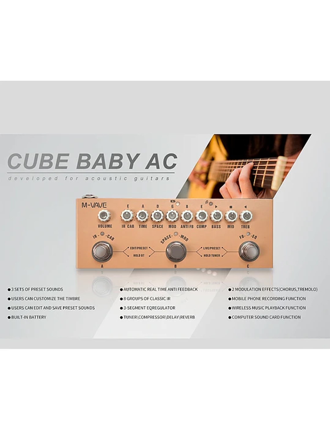 Pedal multiefecto Cube Baby AC - Guitarra Acústica M-VAVE 3