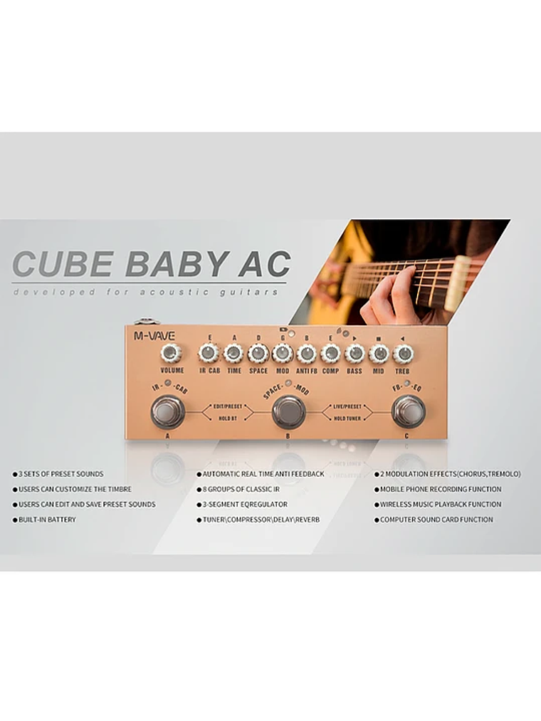 Pedal multiefecto Cube Baby AC - Guitarra Acústica M-VAVE 3