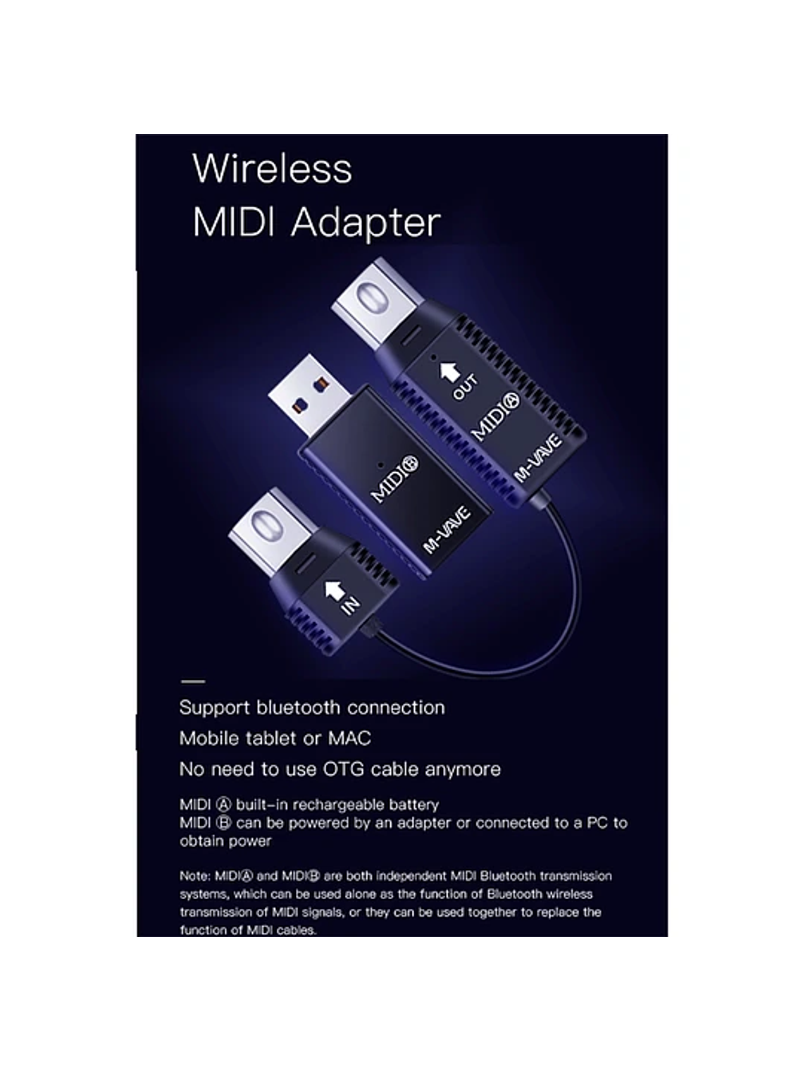 Sistema MIDI Bluetooth Inalámbrico M-VAVE 2
