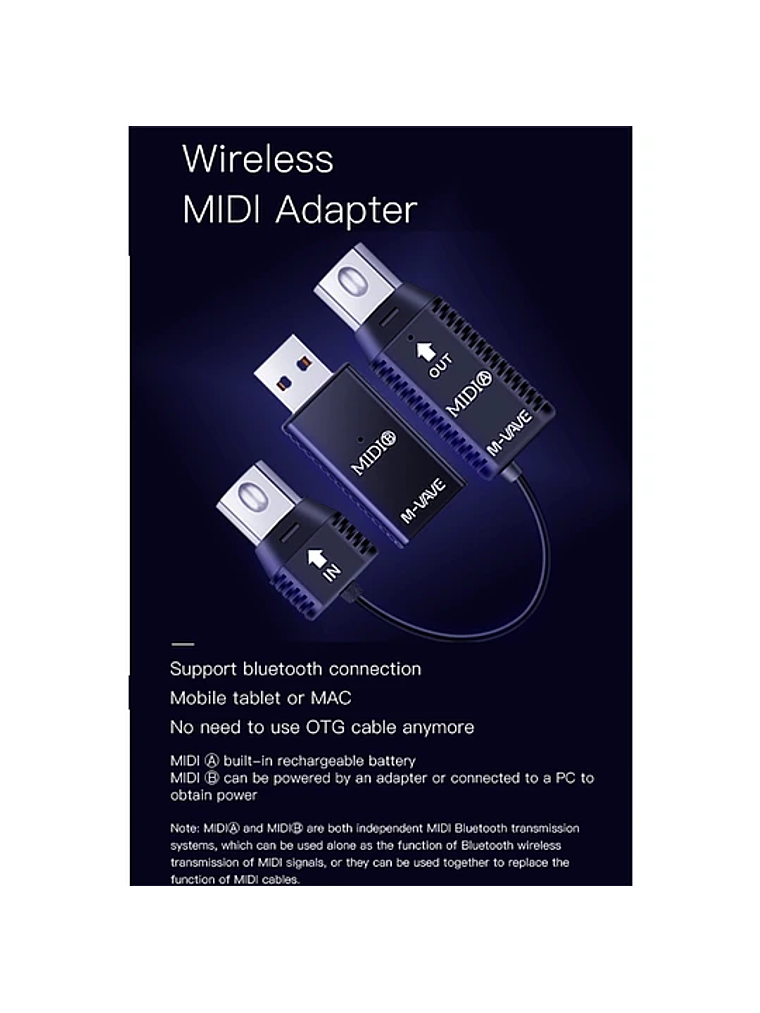 Sistema MIDI Bluetooth Inalámbrico M-VAVE 2