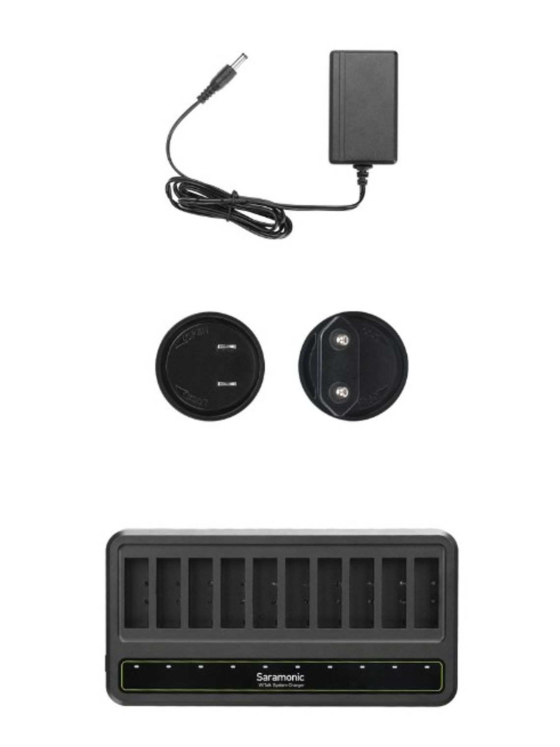 WiTalk CB Cargador de 10 bahías para auriculares y concentrador de intercomunicación Saramonic 3