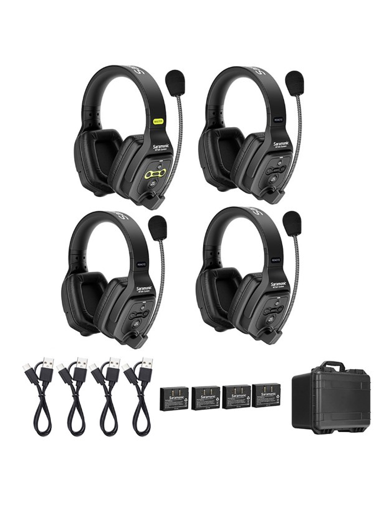 WiTalk WT4D Sistema De Intercomunicación Inalámbrico Con Auriculares Duales De 1,9 GHz y Dúplex Completo Para 4 Personas Con Estuche Rígido Saramonic 1