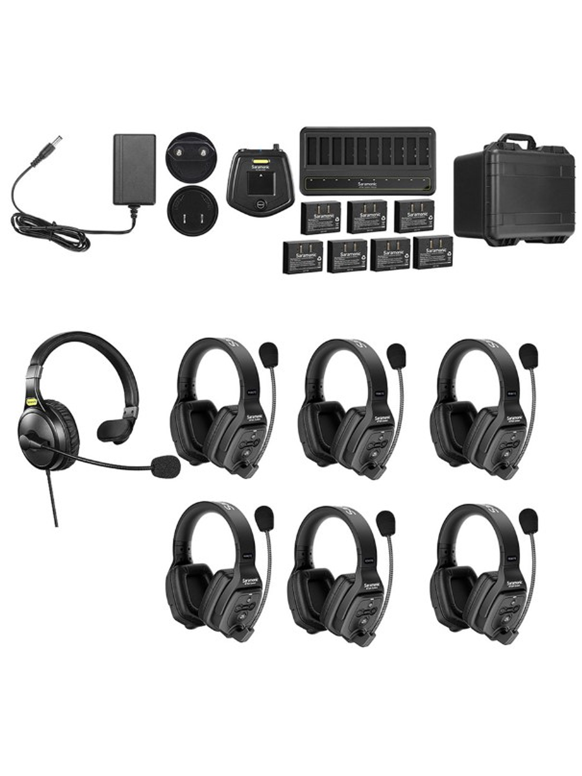 WiTalk-WT7D Sistema De Intercomunicación Inalámbrico Con Auriculares Duales, Dúplex Completo, 1,9 GHz, Para 7 Personas, Con Concentrador Y Estuche Saramonic 1