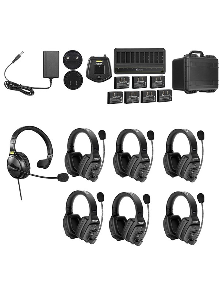 WiTalk-WT7D Sistema De Intercomunicación Inalámbrico Con Auriculares Duales, Dúplex Completo, 1,9 GHz, Para 7 Personas, Con Concentrador Y Estuche Saramonic 1