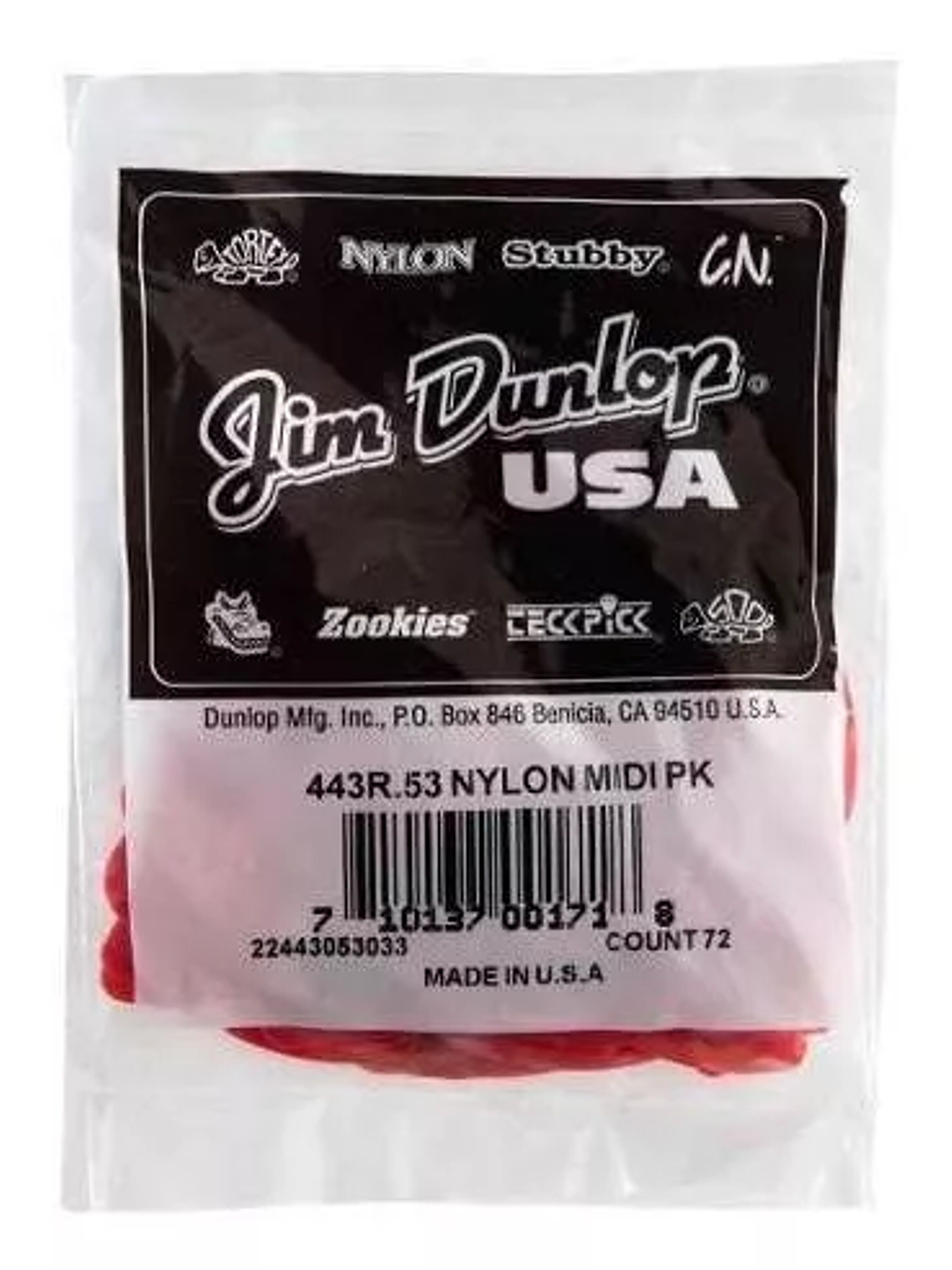 Uñetas Jim Dunlop Nylon Midi 443r 0.53 Bolsa X72u 1