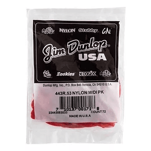 Uñetas Jim Dunlop Nylon Midi 443r 0.53 Bolsa X72u