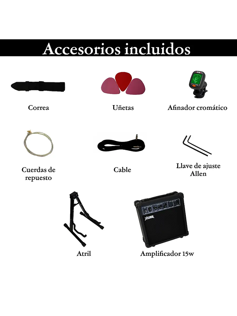 Pack Guitarra Eléctrica Red ST111 RD, Amp 15w XGTR 3