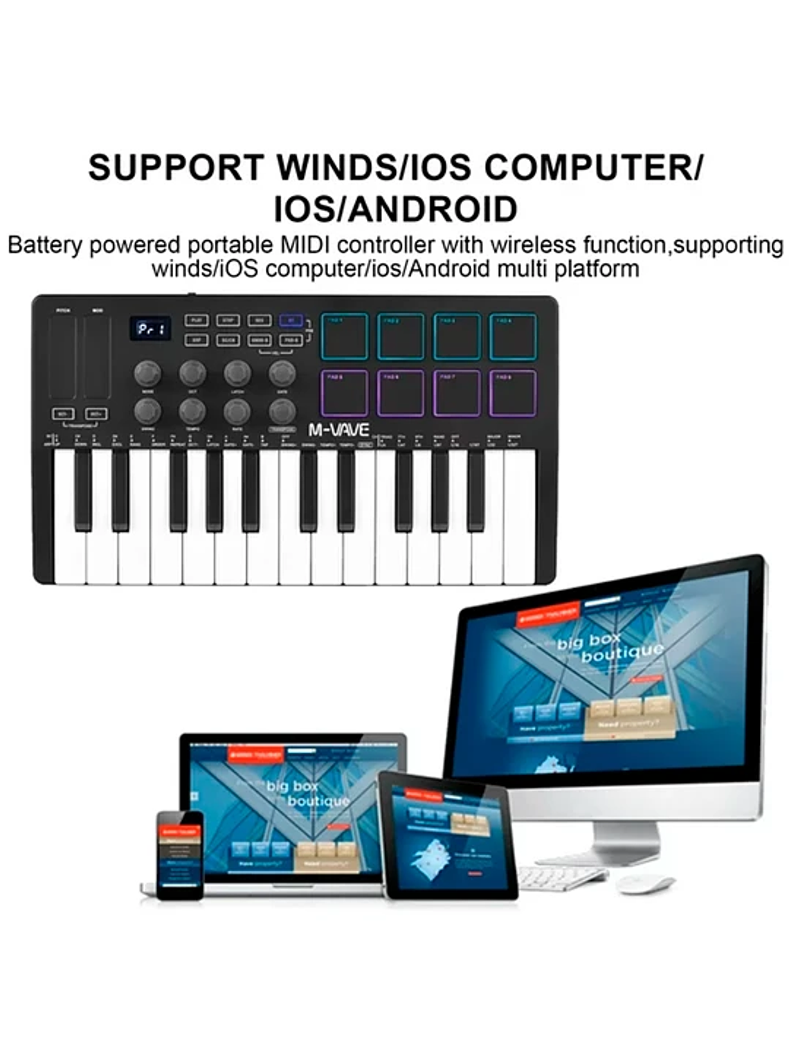M-Vave SMK25 - Controlador MIDI Bluetooth Negro 6