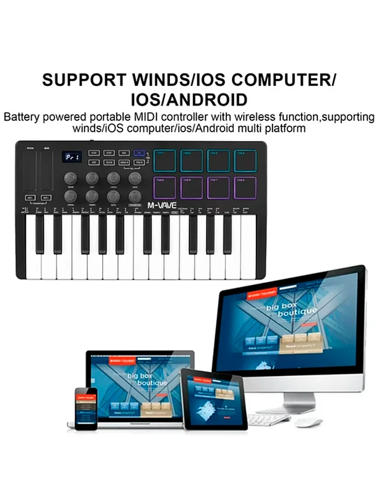 M-Vave SMK25 - Controlador MIDI Bluetooth Negro 6