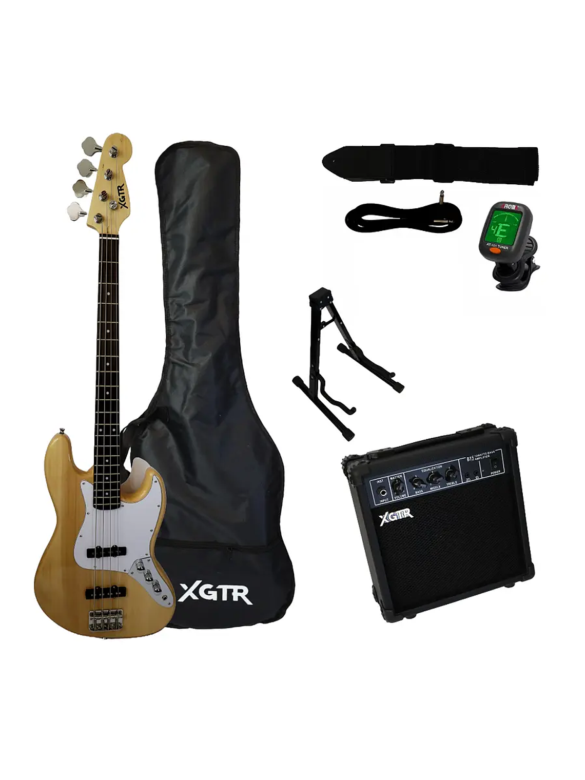 Pack Bajo Eléctrico Jazz Natural JB100 NT, Amp 15w XGTR 1