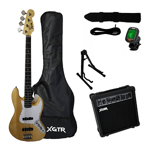Pack Bajo Eléctrico Jazz Natural JB100 NT, Amp 15w XGTR