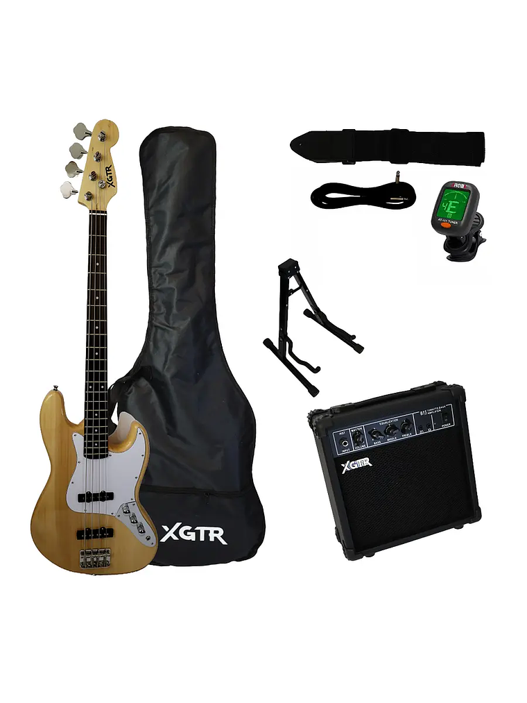 Pack Bajo Eléctrico Jazz Natural JB100 NT, Amp 15w XGTR 1